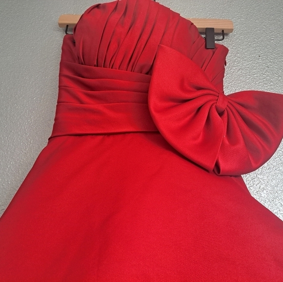 Landy Bridal Wine Strapless Satin Dress Sorority Winter Formal Size Small - Picture 4 of 16